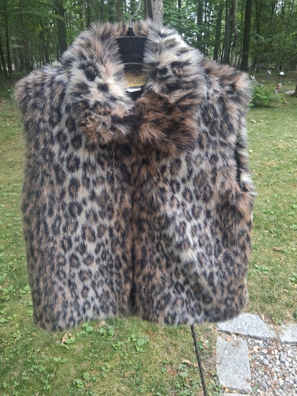 Vintage PAINTED PONY Faux Fur Leopard Print Zip Front Vest – Size Small
